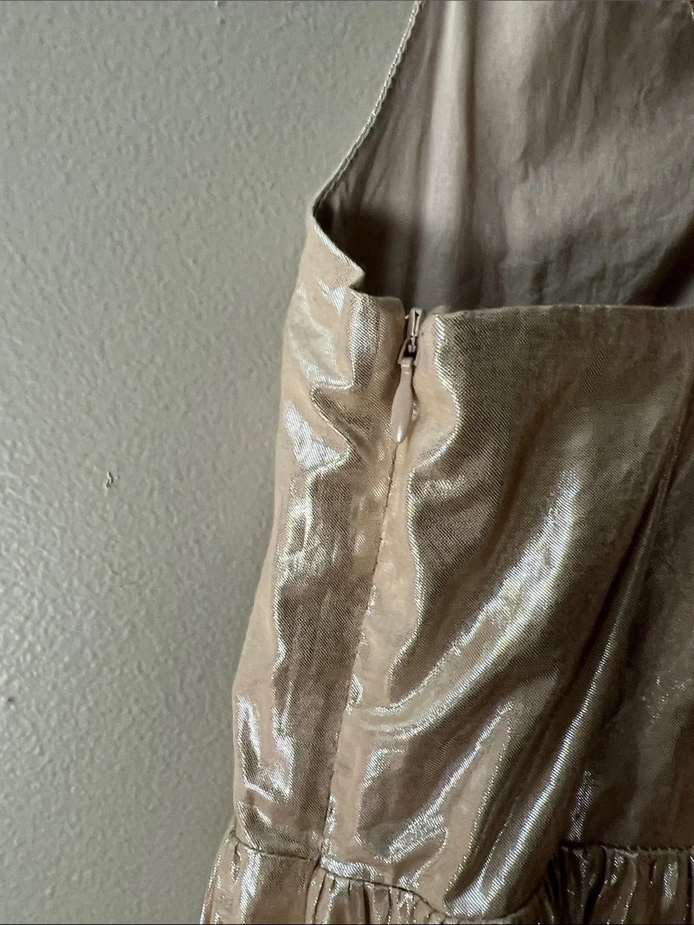 GAP Girls Shiny Rose Gold Metallic Tiered Dress